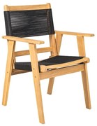 WOODWELL Ε2350,1COFFEE Dining Πολυθρόνα Βεράντας - Κήπου, Ξύλο Ακακία Φυσικό, Rope Wicker Μαύρο 58x56x87cm Ε2350,1