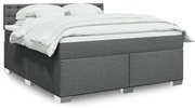 vidaXL Κρεβάτι Boxspring με Στρώμα Σκούρο Γκρι 180x200 εκ Υφασμάτιν