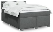 vidaXL Κρεβάτι Boxspring με Στρώμα Σκούρο Γκρι 160x200 εκ Υφασμάτινο