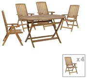 Zerco-Falov dining table set of 5 natural solid acacia wood 130x80x72cm 130x80x72 εκ.