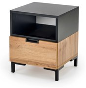 SILVIA bedside table, wotan oak - black DIOMMI V-PL-SILVIA-SZAFKA_N-WOTAN/CZARNY