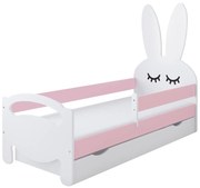 Κρεβάτι  Bunnie με Συρτάρι + Προστατευτικό White + Pink  80x180cm  BC60023 BabyCute (Δώρο το Στρώμα)