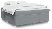 vidaXL Κρεβάτι Boxspring με Στρώμα Ανοιχτό Γκρι 200x200 εκ. Υφασμάτινο