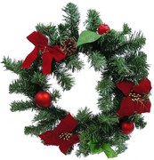 Χριστουγεννιάτικο Κόκκινο Στεφάνι Στολισμένο 40cm 238053