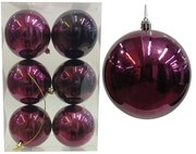 Σετ 6 τεμ. Χριστουγεννιάτικες Μπάλες Σκούρο Μπορντό Περλέ 8cm 238322