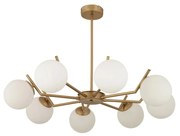 GloboStar® CANTILIER 201-0076 Vintage Φωτιστικό Οροφής Μπάλα Πολύφωτο 8 x E27 IP20 Χρυσό Μέταλλο με Γαλακτερό Γυαλί - Μ87 x Π87 x Υ52cm