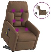 vidaXL Πολυθρόνα Μασάζ Ηλεκ. Ανακλινόμενη με Ανύψωση Καφέ Υφασμάτινη