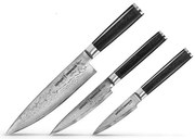 Μαχαίρια Damascus Σε Κασετίνα Δώρου SD-0220 (Σετ 3τμχ) Black Samura Ανοξείδωτο Ατσάλι
