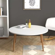 Τραπεζάκι σαλονιού Circle Megapap από μελαμίνη χρώμα λευκό 90x90x40εκ.