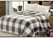 Κουβέρτα Διπλή 200x240 Flannel Natural Home Καρό Γκρι-Γαλάζιο