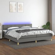 ΚΡΕΒΑΤΙ BOXSPRING ΜΕ ΣΤΡΩΜΑ &amp; LED ΣΚ.ΓΚΡΙ 200X200ΕΚ. ΥΦΑΣΜΑΤΙΝΟ 3133742