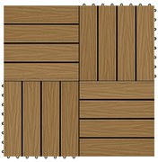 Πλακάκια Deck 11 τεμ. Ανάγλυφα Χρώμα Teak 30x30 εκ. 1 μ² WPC - Καφέ