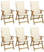 vidaXL Καρέκλες Κήπου Πτυσσόμενες 6 τεμ. από Ξύλο Ακακίας με Μαξιλάρια