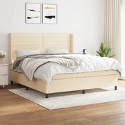 Κρεβάτι Boxspring με Στρώμα Κρεμ 160x200 εκ. Υφασμάτινο - Κρεμ