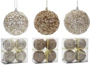 Χριστουγεννιάτικη Μπάλα Ροζ/Χρυσό 100mm Σετ 4Τμχ Σε 3 Σχέδια