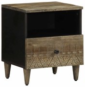 κομοδίνο ντουλάπι ανοιχτό γκρι 40x33x46 cm μασίφ ξύλο Mango 4017798