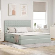 Κρεβάτι με αποθηκευτικό χώρο και στρώμα με στρώμα Ανοιχτό γκρι