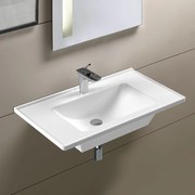 Serel Slim 3035 Hygiene Plus Λευκός Πορσελάνινος Νιπτήρας Μπάνιου Κρεμαστός ή Επικαθήμενος Επίπλου 80x46 cm