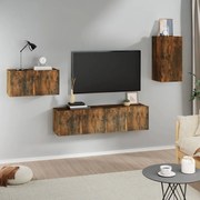 vidaXL Σετ Επίπλων Τηλεόρασης 4 Τεμαχίων Καπνιστή δρυς Επεξ. Ξύλο