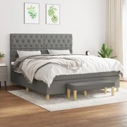 Κρεβάτι Boxspring με Στρώμα Σκούρο Γκρι 160x200 εκ Υφασμάτινο