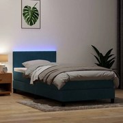 Κρεβάτι Boxspring με Στρώμα Σκούρο Μπλε 90x220 εκ. Βελούδινο 3317107