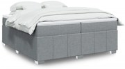 vidaXL Κρεβάτι Boxspring με Στρώμα Ανοιχτό Γκρι 200x200 εκ. Υφασμάτινο