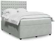 vidaXL Κρεβάτι Boxspring με Στρώμα Ανοιχτό Γκρι 160x200 εκ. Βελούδινο