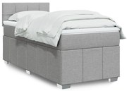 vidaXL Κρεβάτι Boxspring με Στρώμα Ανοιχτό Γκρι 80x200 εκ. Υφασμάτινο