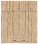 Ντουλάπα AZALEA Τετράφυλλη με Πατάρι με 2 Συρτάρια Sonama 200x55.5x240Υ εκ. 200x55.5x240 εκ.