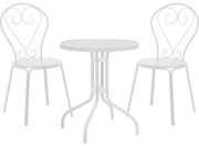 Σετ Κήπου Τραπεζαρία Watson-Chari 3 τεμ Μεταλλικό Λευκό 70x70x70 εκ.