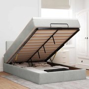vidaXL Οθωμανικό κρεβάτι με στρώμα&amp;LEDs Ανοιχτό γκρι 120x200cm Βελούδο