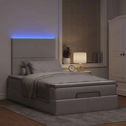 vidaXL Οθωμανικό κρεβάτι με στρώμα & LEDs Taupe 120x190cm ύφασμα