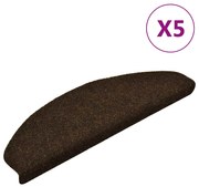 vidaXL Πατάκια Σκάλας Αυτοκόλλητα 5 τεμ. Καφέ 65x21x4 εκ. Βελονιασμένα