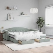 vidaXL Καναπές Κρεβάτι Συρόμενος Αν. Γκρι 90x190 εκ Βελούδο &amp; Συρτάρια