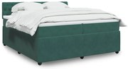 vidaXL Κρεβάτι Boxspring με Στρώμα Σκούρο Πράσινο 200x200εκ. Βελούδινο
