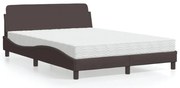 vidaXL Κρεβάτι με Στρώμα Σκούρο Καφέ 140x200 εκ Υφασμάτινο