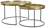 TOTALE COFFEE TABLE SET 2ΤΕΜ BRASS ANTIQUE ΜΑΥΡΟ 76x76xH43,5cm