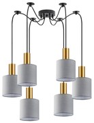 Φωτιστικό Οροφής  SE21-GM-4-BL6-SH2 ADEPT TUBE Gold Matt Pendant Grey Fabric Shade+ - 77-8604 - 51W - 100W - 77-8604