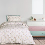 Σετ Σεντόνια Βαμβακερά Μονά 170x240εκ. Kid Line 4919 Μέντα-Ροζ-Λευκά Das Kids