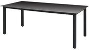 vidaXL Τραπέζι Κήπου Μαύρο 190 x 90 x 74 εκ. από Αλουμίνιο / Γυαλί