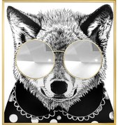 Πίνακας Racoon Thug Life με ασημί καθρέφτη MDF/Καμβάς 118x130 εκ. 3710-5 Supergreens-3710-5-Ασημί 3710-5
