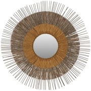 Καθρέπτης HM7798 Με Πλαίσιο Mendong Grass Φ105cm Natural-Gold Γυαλί,Seagrass