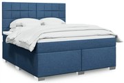 vidaXL Κρεβάτι Boxspring με Στρώμα Μπλε 180x200 εκ. Υφασμάτινο