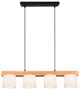 Φωτιστικό Οροφής - Ράγα Cameron R30654001 4xE14 28W 75x150cm Natural-White RL Lighting Ξύλο,Ύφασμα