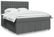 vidaXL Κρεβάτι Boxspring με Στρώμα Σκούρο Γκρι 180x200 εκ Υφασμάτιν