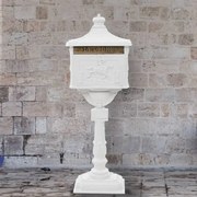 Γραμματοκιβώτιο με Βάση Vintage Στιλ Λευκό Αντοχή στη Σκουριά - Λευκό