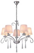 KQ 9007-5 FLAREN NICKEL PENDANT CRYSTALS &amp; WHITE SHADES HOMELIGHTING 77-8196