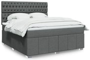 vidaXL Κρεβάτι Boxspring με Στρώμα Σκούρο Γκρι 180x200 εκ Υφασμάτιν