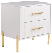 WOODWELL Ε7010,1FINO Κομοδίνο με 2 Συρτάρια, Άσπρο 58x43x58cm Ε7010,1