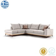 Γωνιακός καναπές δεξιά γωνία Luxury II pakoworld ύφασμα cream-mocha 290x235x95εκ 168-000016